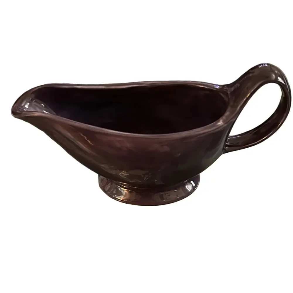 Pottery Barn Sausalito eggplant /fig Ceramic Gravy Boat-discontinued 14 oz